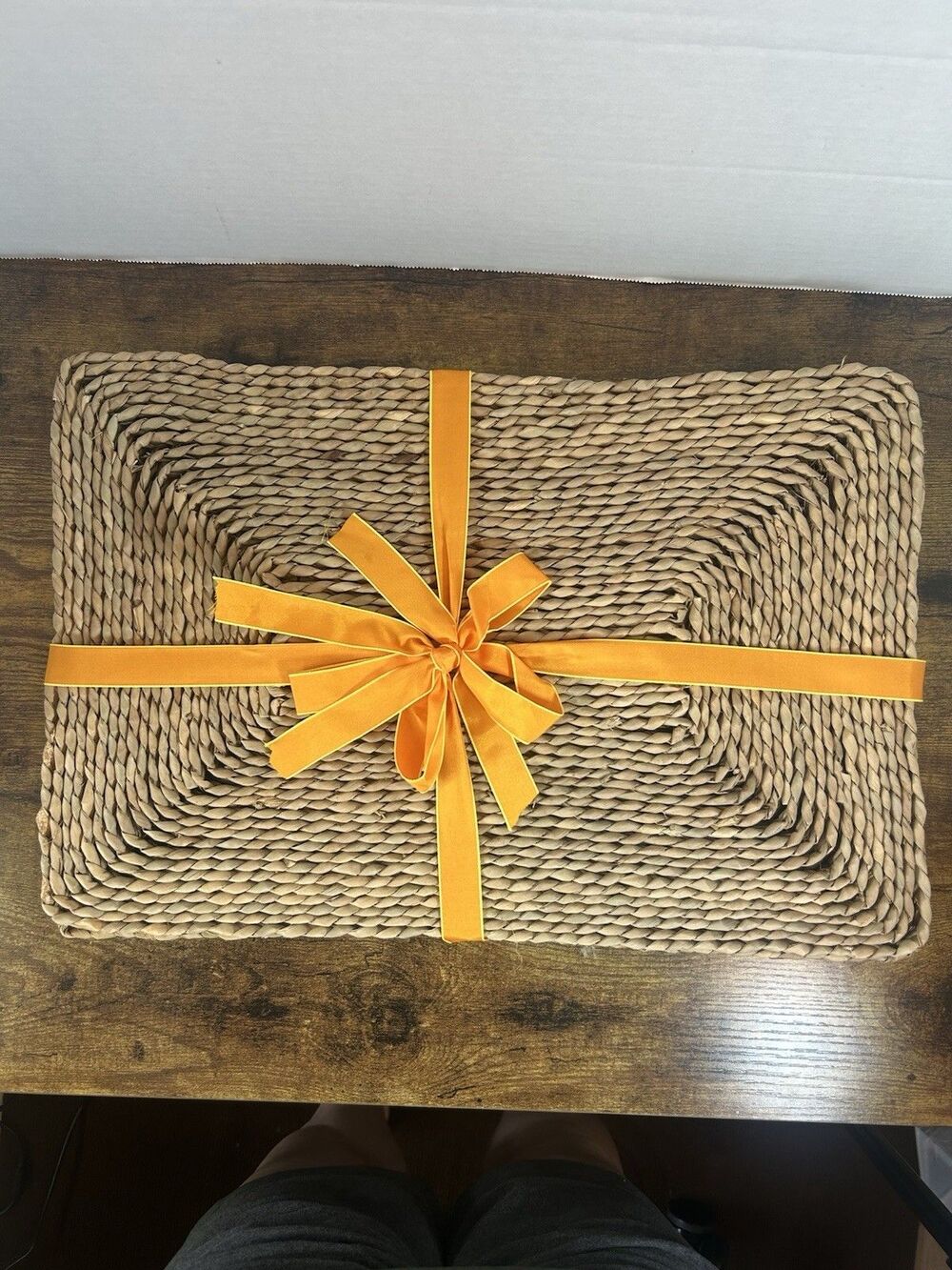 Set of 4 Woven Natural Fiber Placemats Rectangle Boho Farmhouse 18x12 Decor